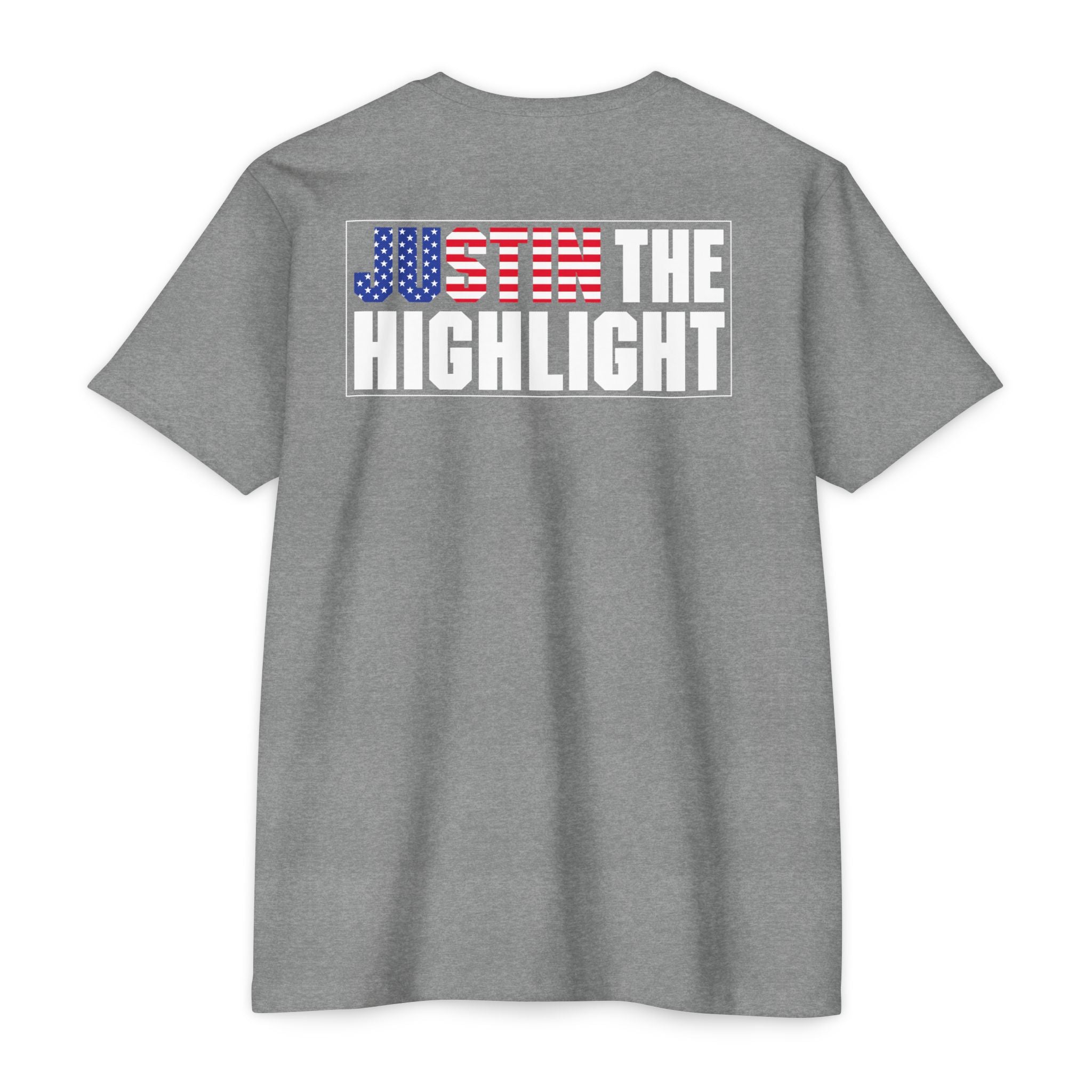 Patriotic "Just the Highlight" Graphic Tee - American Flag Back Print
