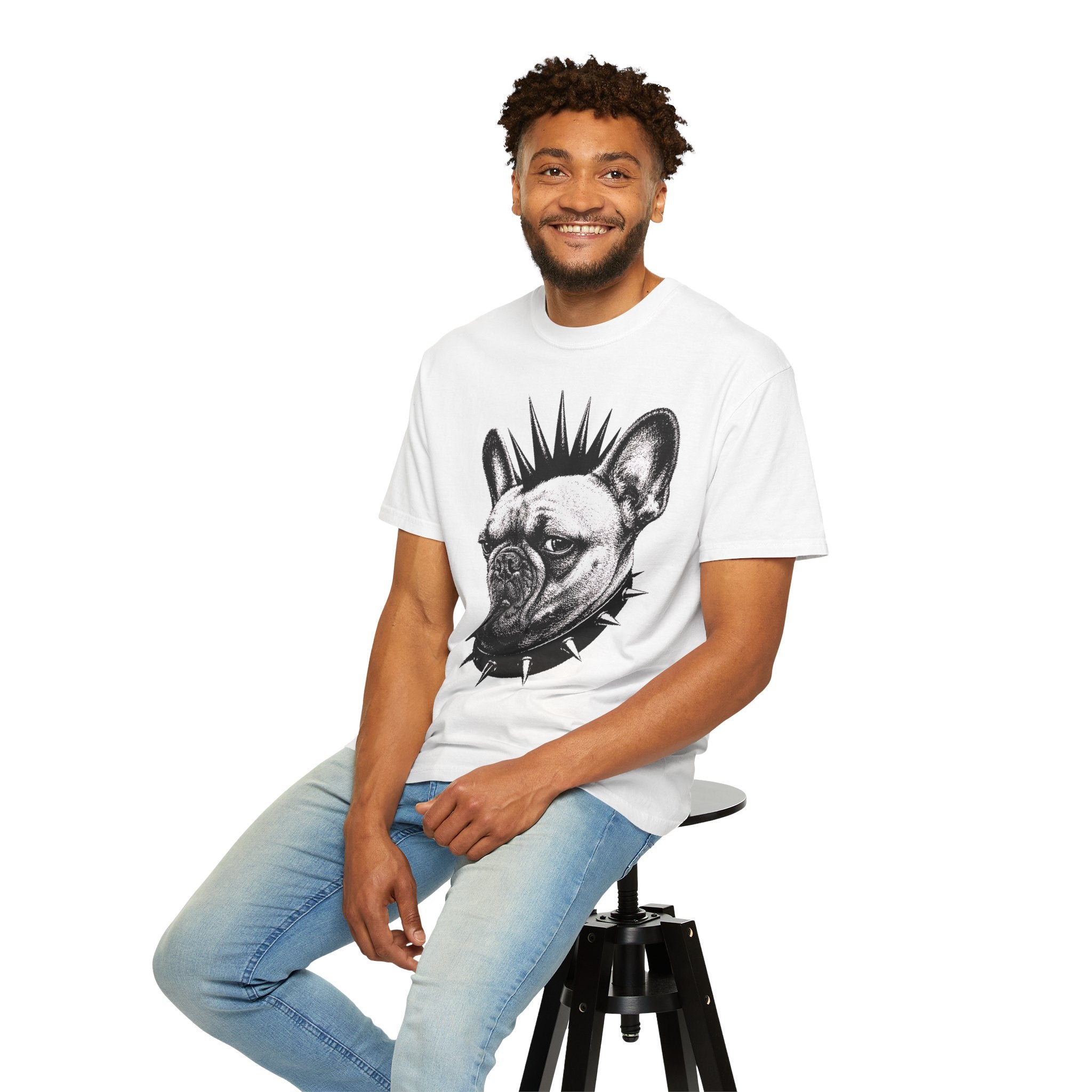 Punk French Bulldog T-Shirt — Spiked Collar Bulldog Graphic Tee