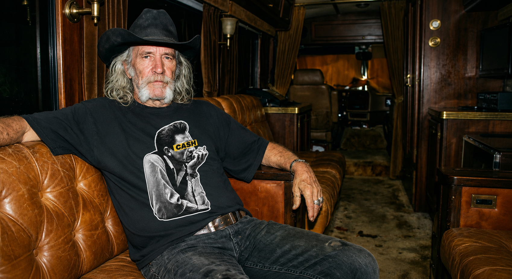 Country Cash Graphic T‑Shirt — Vintage Harmonica Player Tee