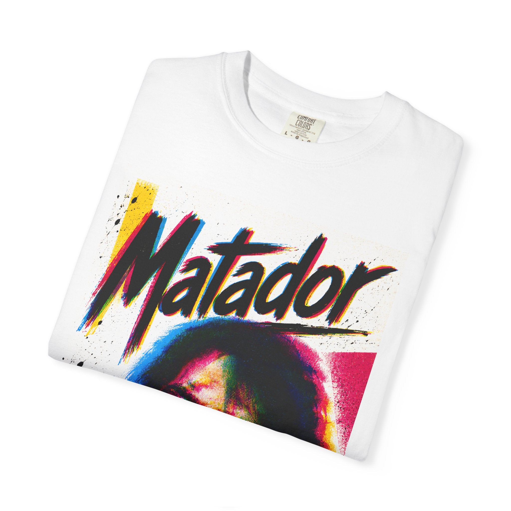 T-Shirt — 'Matador' Retro Pop Art Tee with Rose Graphic