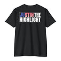 Patriotic "Just the Highlight" Graphic Tee - American Flag Back Print